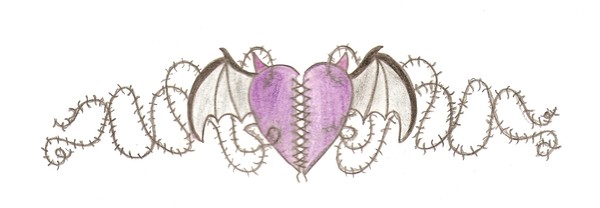 barb wire heart back piece design