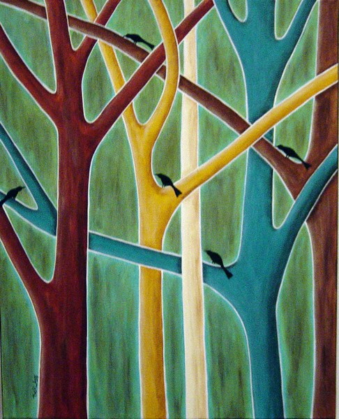 Birds and Trees Painting