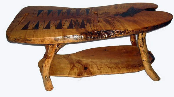Tiger Maple Back Gammon coffee table