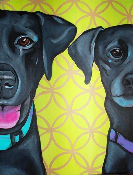 rebel and dixie black labs custom painting