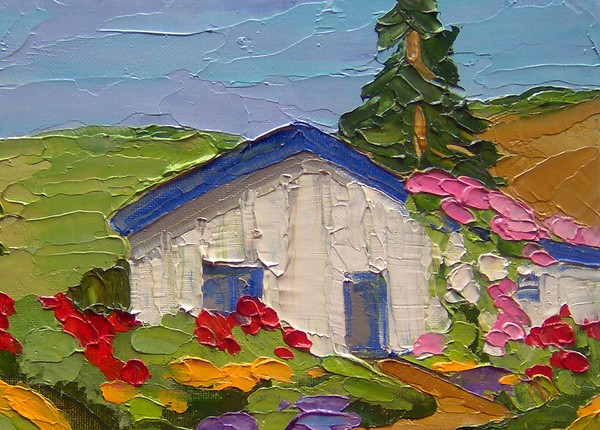 SUMMER GARDEN COTTAGE~Impressionist Oil Painting