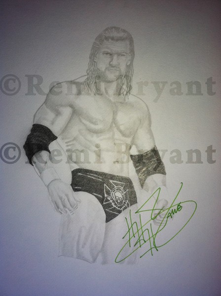 Autographed Drawing of WWE wrestler Triple H
