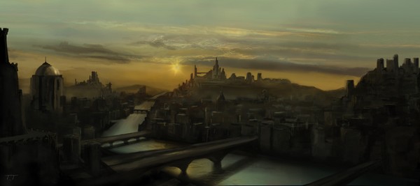 Old world city matte painting