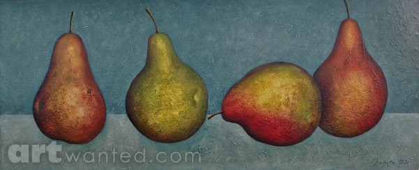 Pears on teal