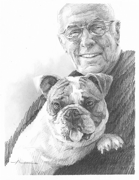 dad and dog drawing mike theuer