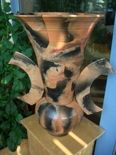 VERY LARGE REDCLAY MOSAIC PITFIRE URN ROB DREXEL