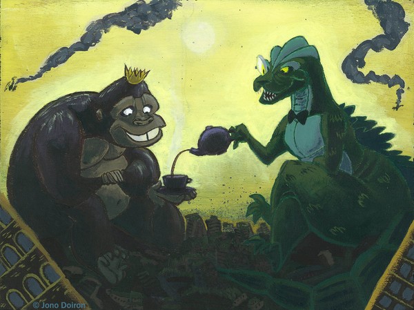 King Kong and Godzilla break for Tea