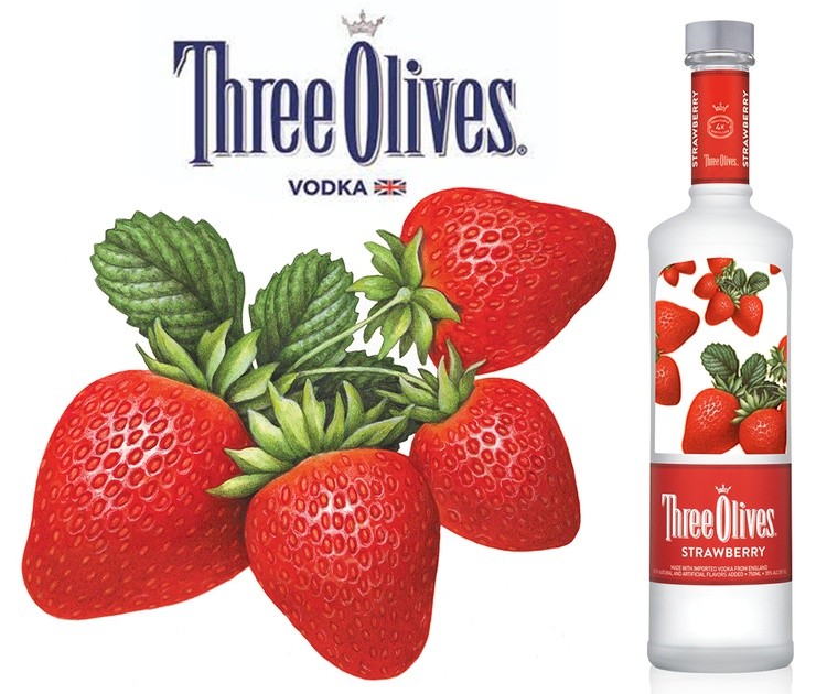Strawberry Plant Painting for Three Olives Packaging