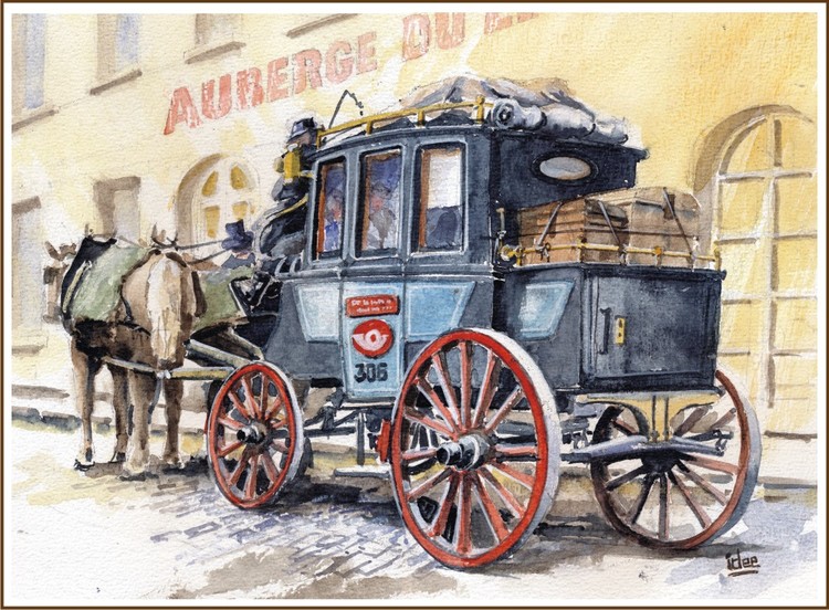 Stagecoach ready to leave the auberge