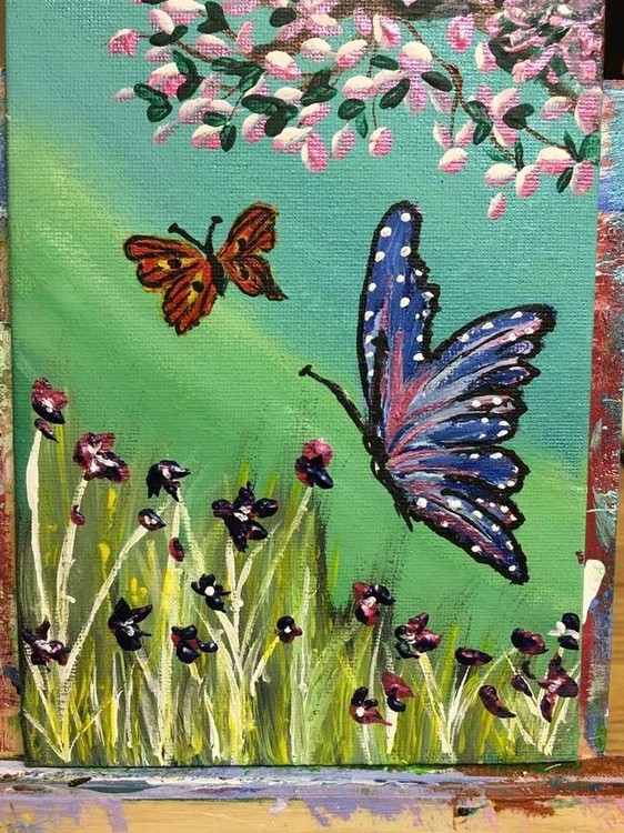 This painting is for mom in heaven she loved butterflies