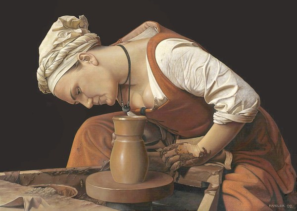 Woman and the pottery