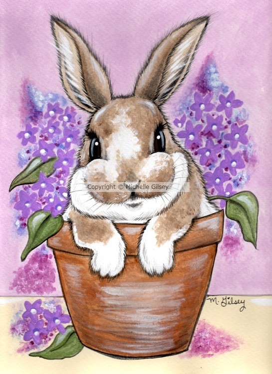 Lilac Bunny Pot 