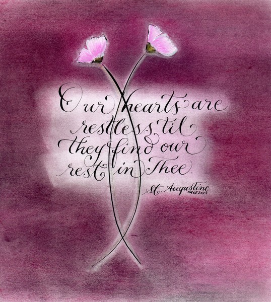 Restless heart Augustine quote calligraphy art