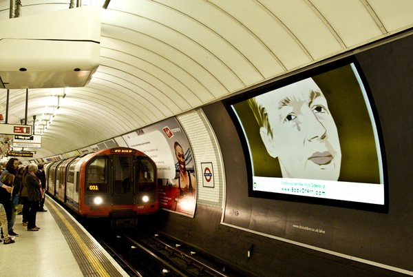 Julian Assange in Liverpool Street Station,London