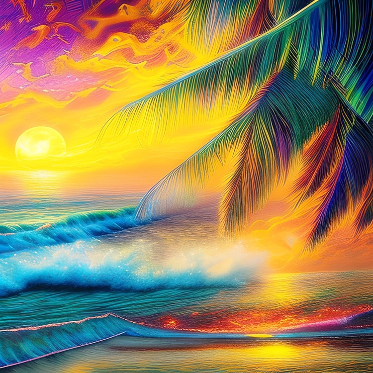 bright tropical sunset