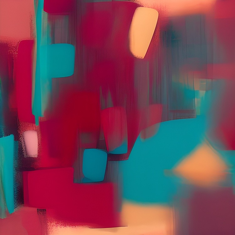 Teal and red abstract blend
