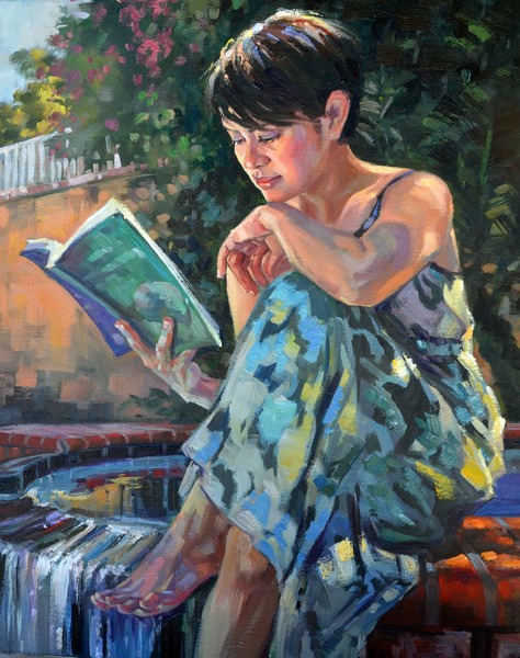 A Girl Reading Her Book