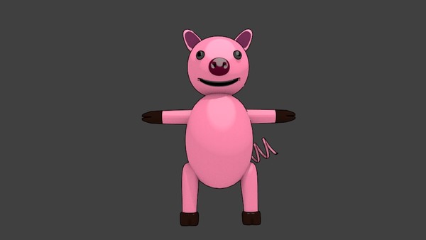 3D Cartoony Pink Pig