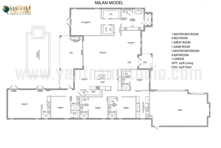 2D Floor Plan Development by Yantram Architectural Design Studio, Pearland - Texas