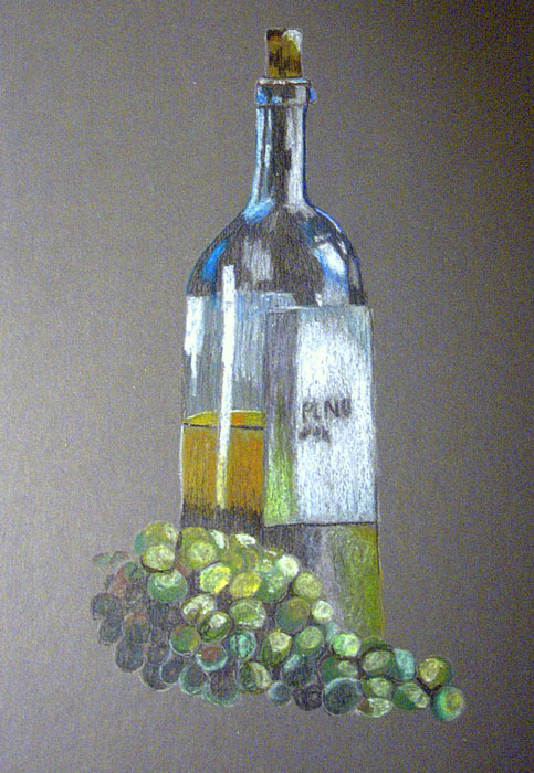 WINE BOTTLE WITH GRAPES