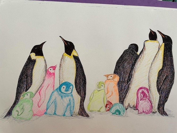 29082021 pinguin fluo stabilo stabilopens doodle colouredanimals art artwork artist artofinstagram a