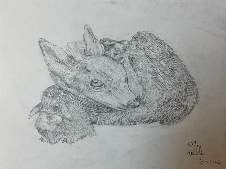 Bambi and Thumper in Pencil