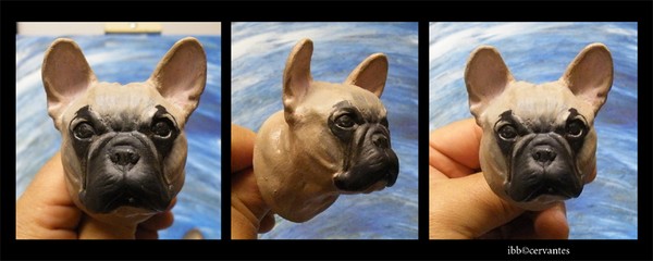 Fawn French Bulldog with black mask.