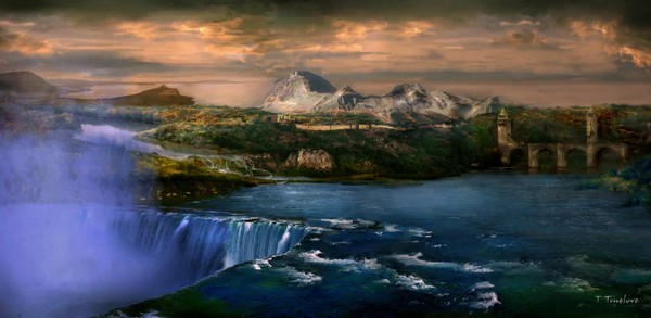 Concept Waterfall matte painting