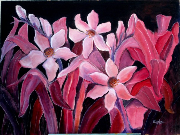 PINK LILIES IN THE DARK