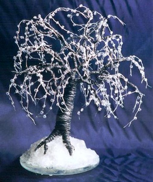 Black Beaded, wire tree sculpture