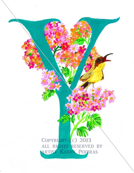Letter Y for Yellow Throat and Yarrow