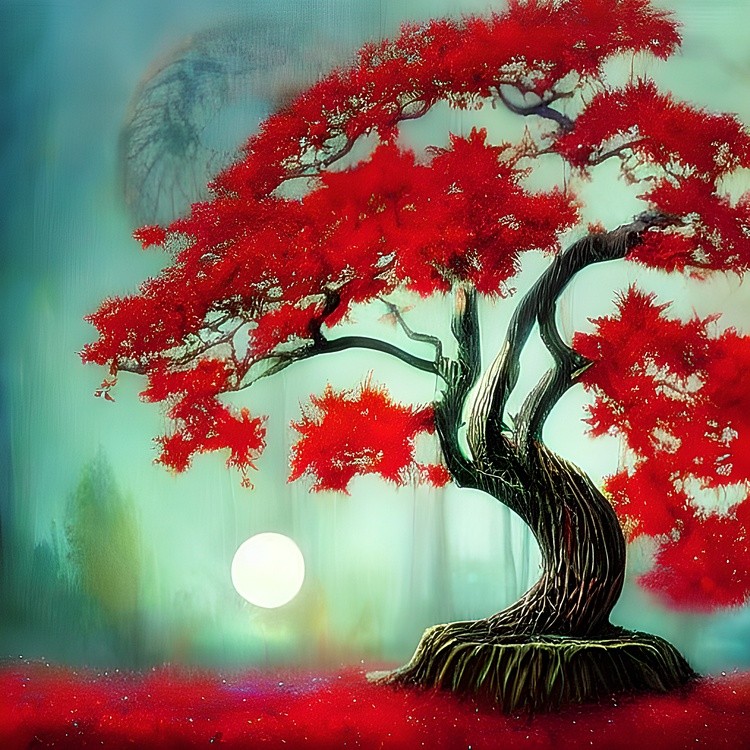 Bright red bonsai