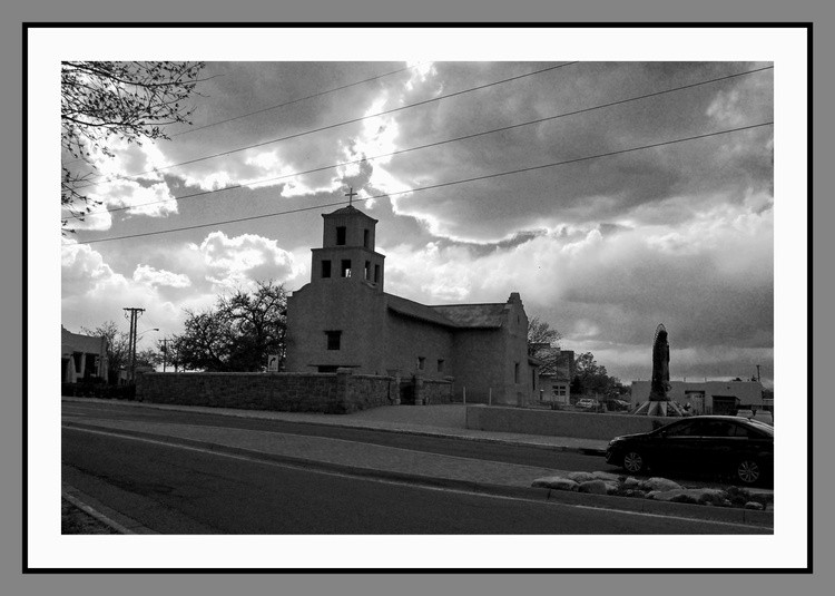 Santa Fe Church BnW1 Border A