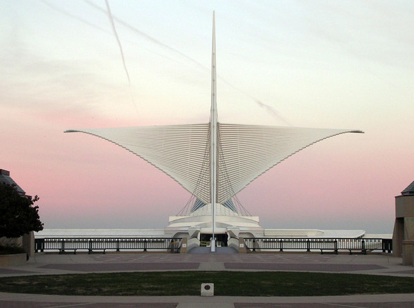 Milwaukee Art Museum at sunset.