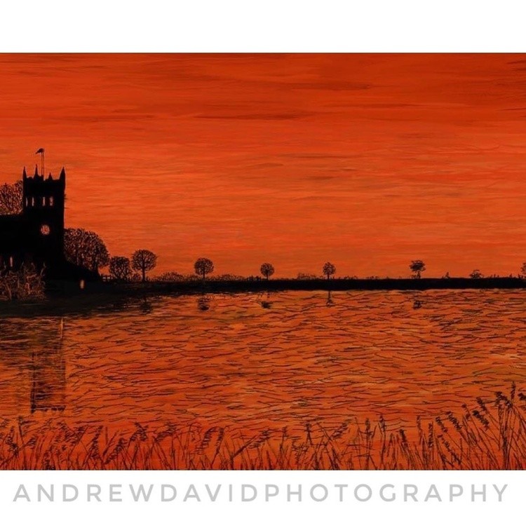 A digital painting of WiggenhallSaint Germans Norfolk England at sunset which I created from a photo