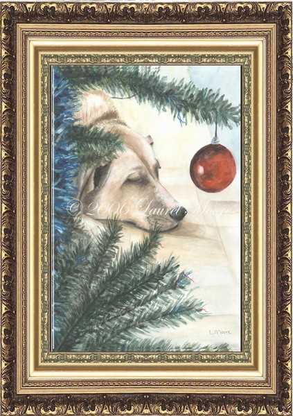 Christmas Dog Dreams, animal dog painting