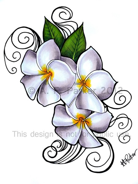 Plumeria “Siam Lilac” tattoo design