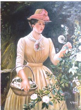 Lady  with rose garden