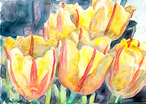 Yellow Tulips on Yupo 