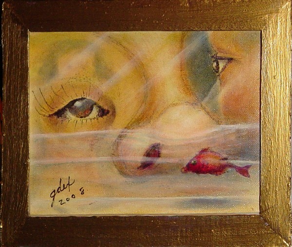 fish-eyes in a golden frame