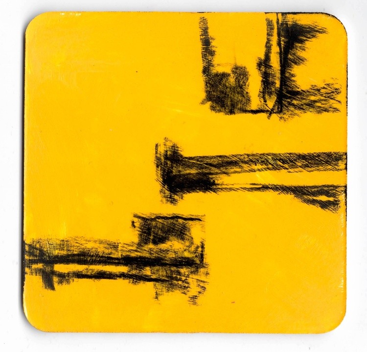 Calmness, cute yellow design on cardboard