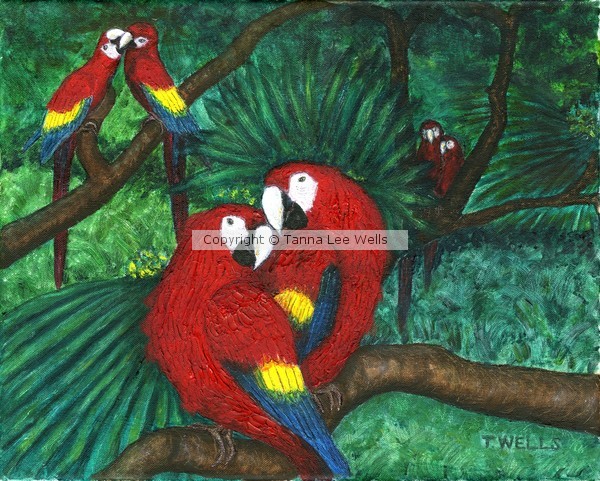 Parrots Preening