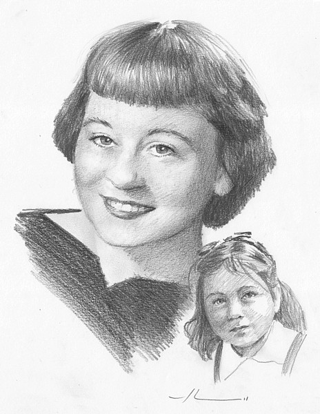 woman child pencil portrait