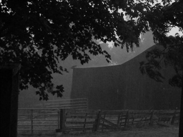 Barn in rain