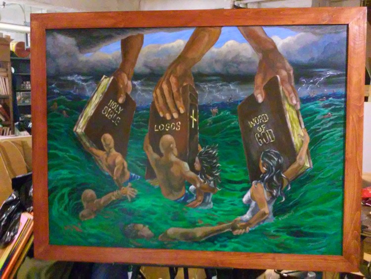 Commission Religion piece, Hold On 48x56