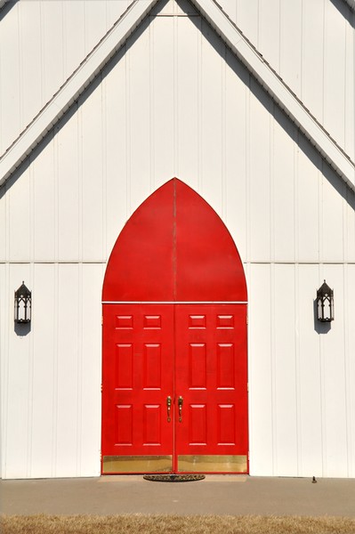 Red Door on White