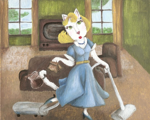 Cat Art - 1950 House Wife