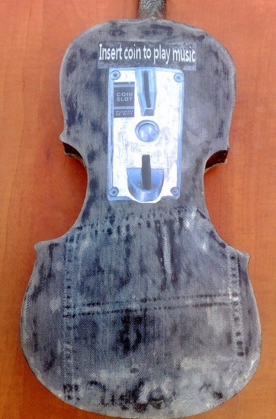 Eco  jeans - denim full playable violin.The back