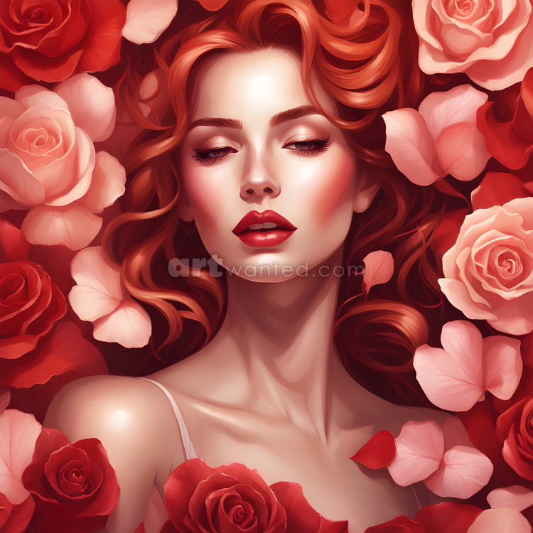 Woman with red roses 