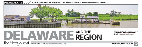 126th News Journal Panorama-Ferry to Fort Delaware